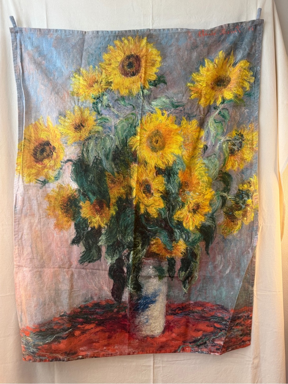 Monet Sunflower Bouquet Canvas Wall Tapestry - Yellow Sunflowers